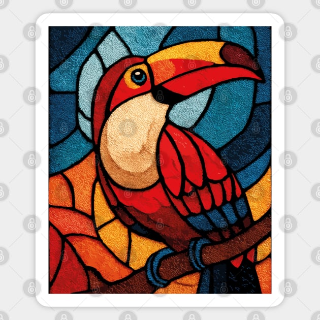 The Jungle Jewel | A Tropical Stained Glass Portrait Magnet by TuncGK
